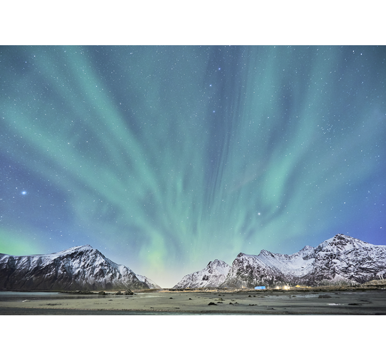 Wall mural mountain northern lights experience - TenStickers