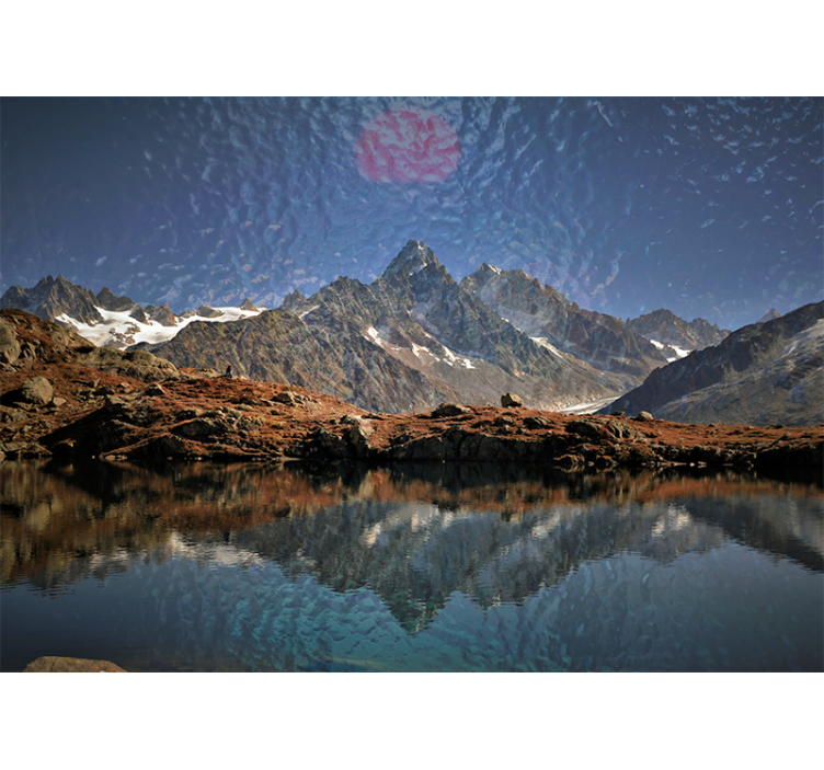 Landscape wall mural majestic mountains reflection - TenStickers
