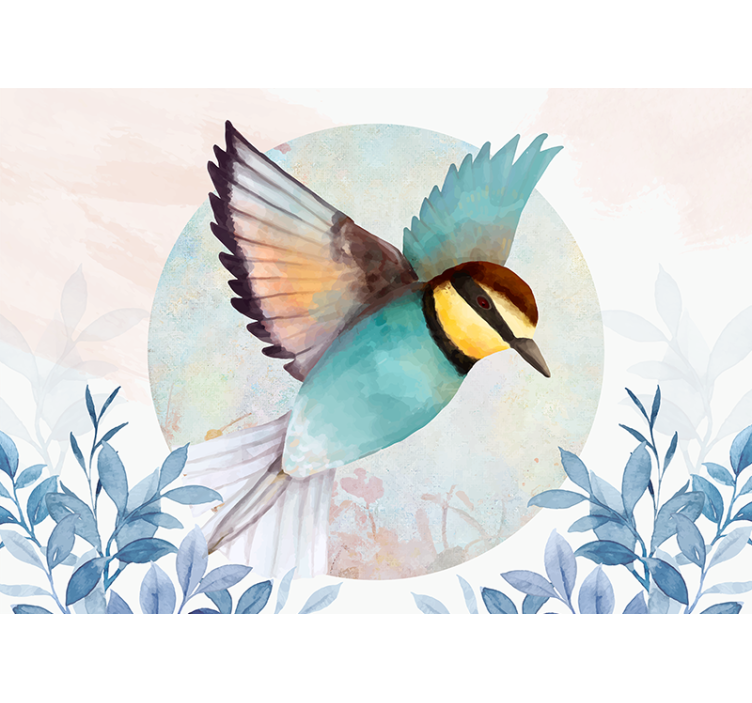 Living room wall mural with flying bird design - TenStickers