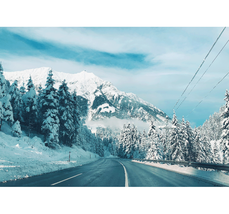 Wall mural mountain snowy mountain road - TenStickers