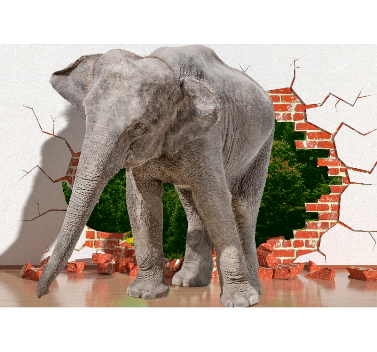 Wall mural 3d elephant breaking through - TenStickers