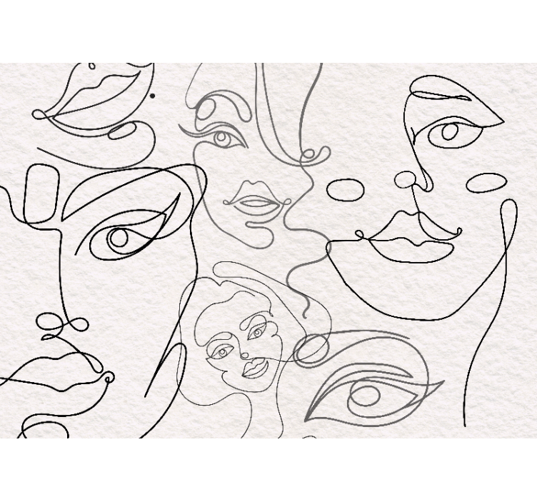 Art wall mural minimalist line faces design - TenStickers