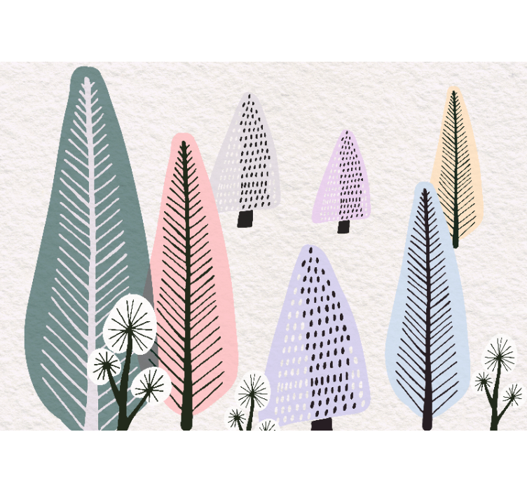 Wall mural trees with decorative leaf patterns - TenStickers