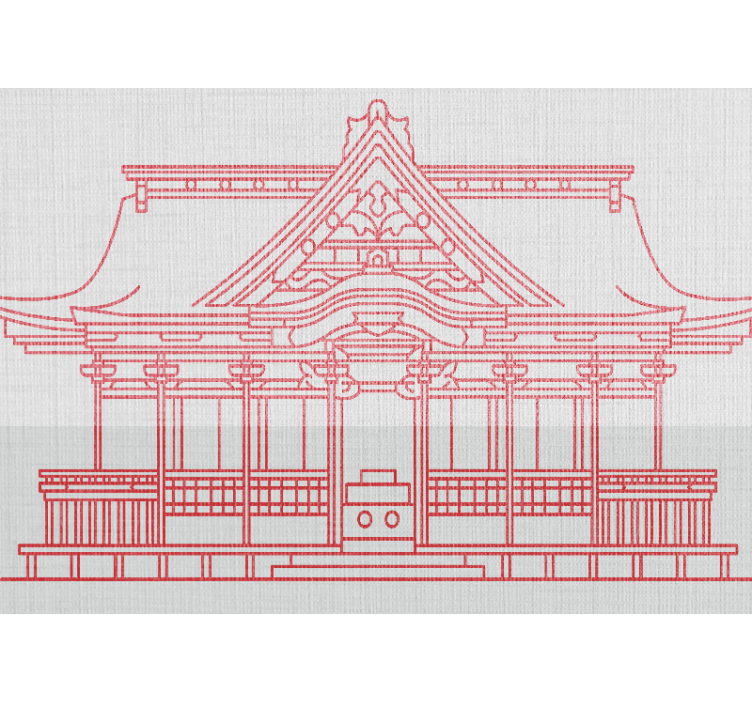 Red Japandi traditional house wall mural - TenStickers