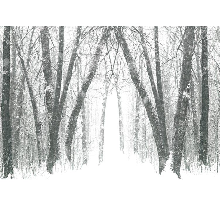 Winter Trees forest living room wall mural - TenStickers