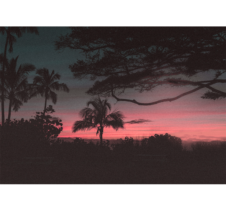 Landscape wall mural tropical sunset silhouette - TenStickers
