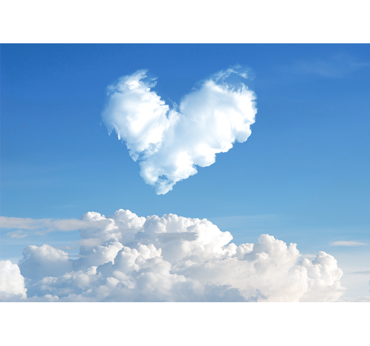 Romantic wall mural heart shaped clouds - TenStickers