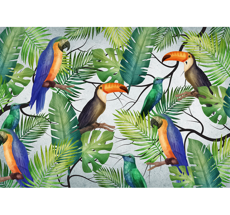 Animals wall mural tropical birds design - TenStickers