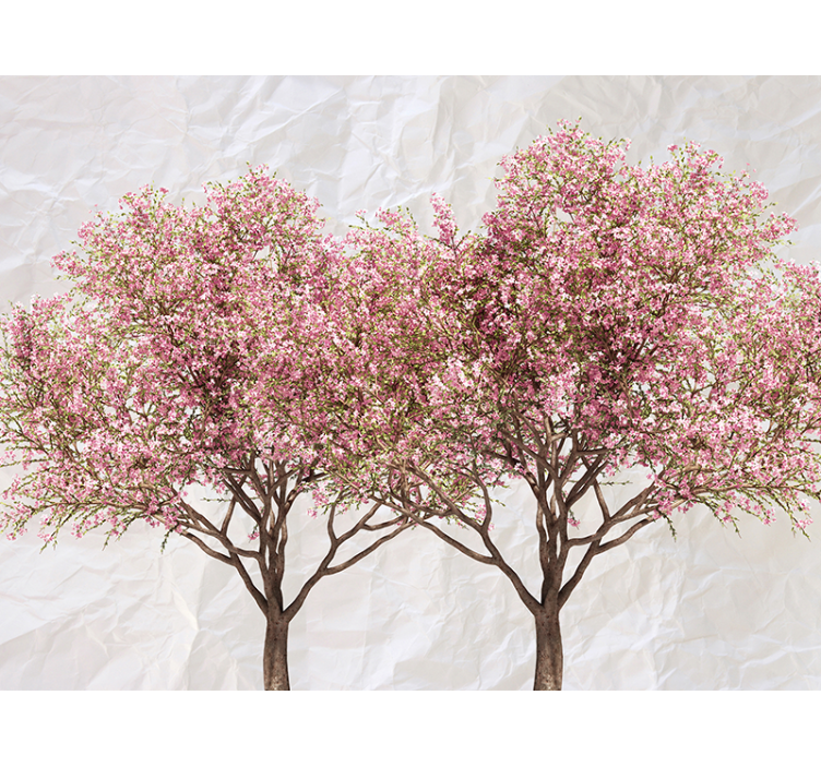 Blooming Pink Trees flower wall mural - TenStickers