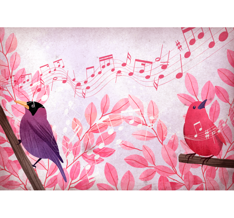 Animals wall mural with singing musical birds - TenStickers