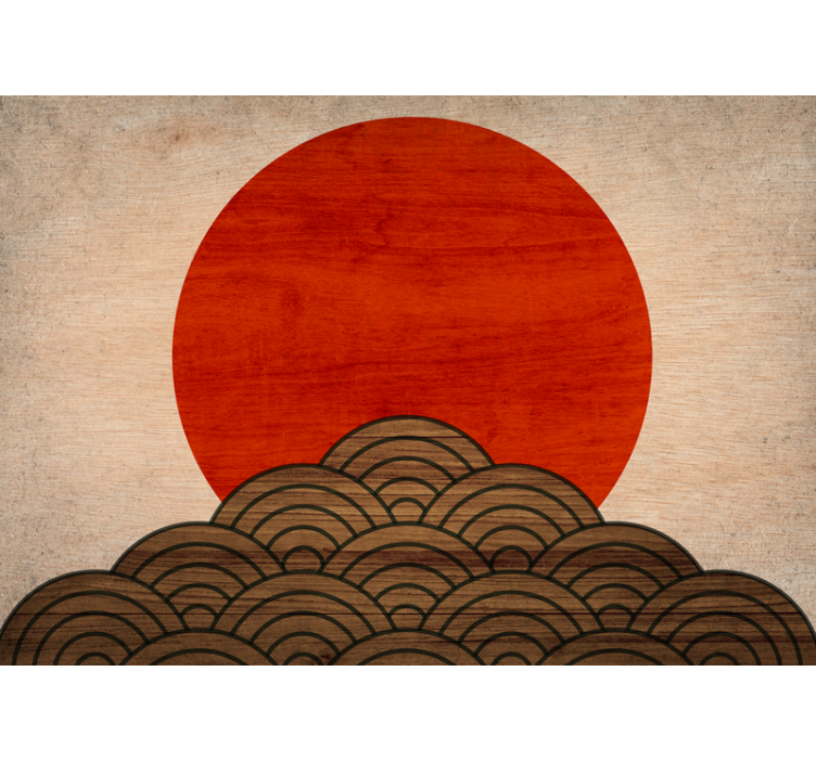 Animals wall mural red sun waves - TenStickers