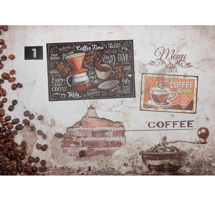 Quote wall mural coffee time menu - TenStickers
