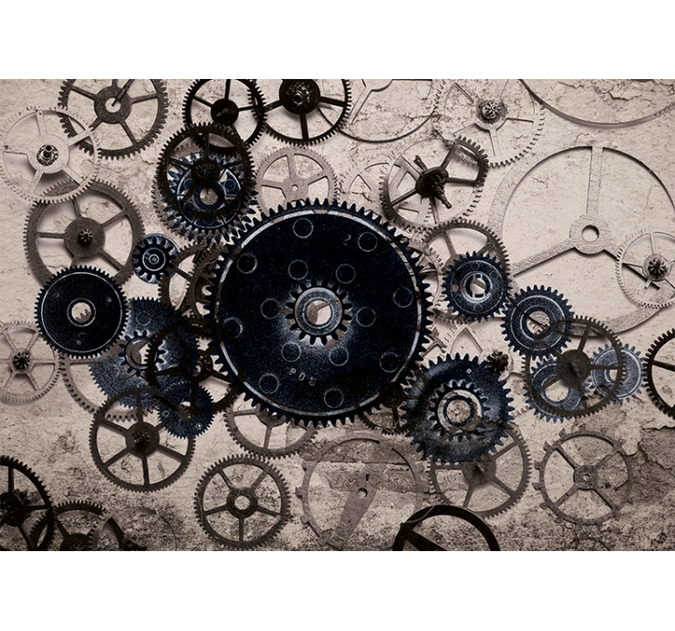 Texture wall mural mechanical gear designs - TenStickers