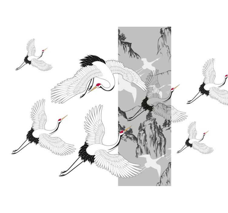Animals wall mural flying cranes design - TenStickers