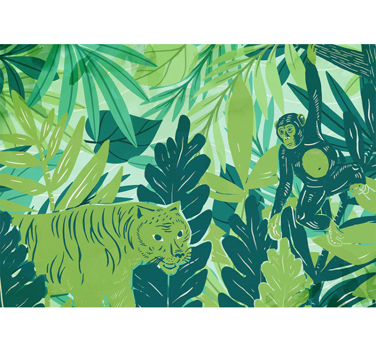 Jungle wall mural tropical animal expedition - TenStickers