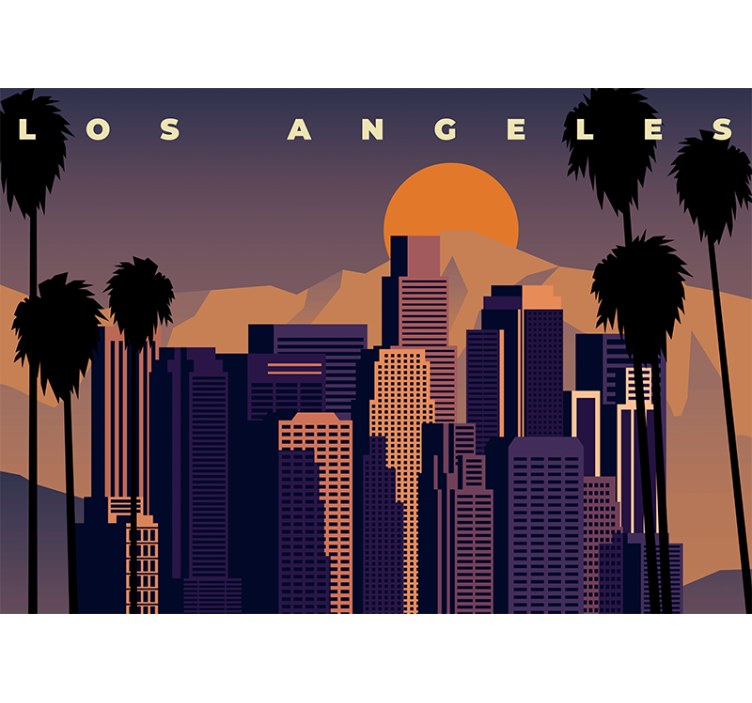 City wall mural los angeles skyline art - TenStickers