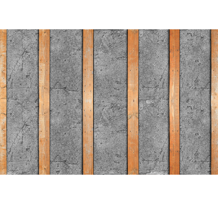 Wooden boards on concrete Wood Wall Mural - TenStickers