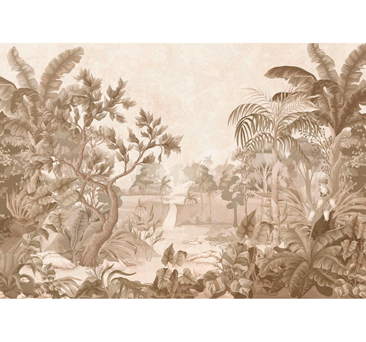 views of a tropical jungle panoramic wall mural - TenStickers