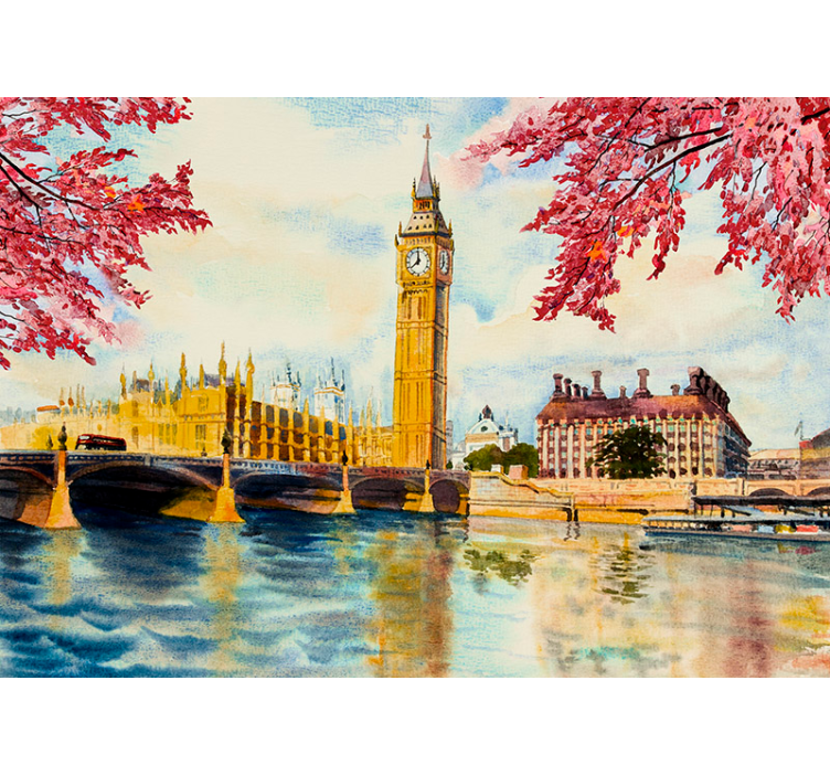 Thames and Big Ben wall mural london - TenStickers