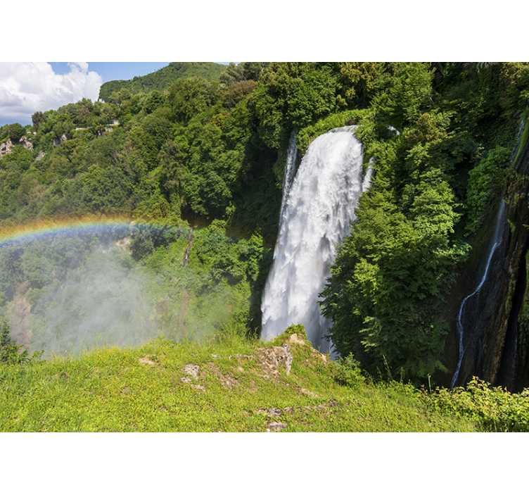 waterfalls with rainbow in nature wall mural - TenStickers