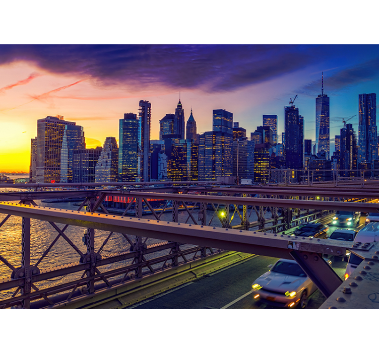 City wall mural new york skyline at dusk - TenStickers