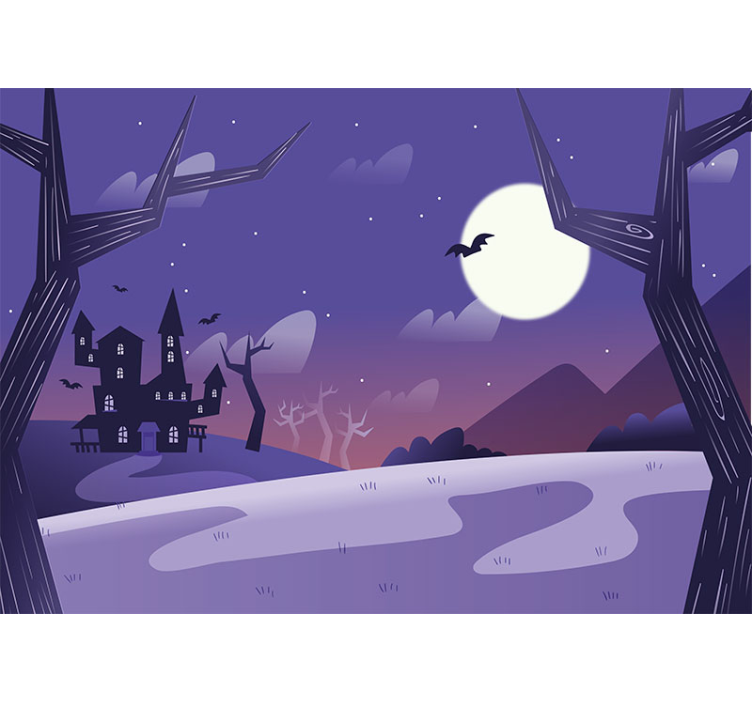 Spooky night landscape wall mural halloween - TenStickers