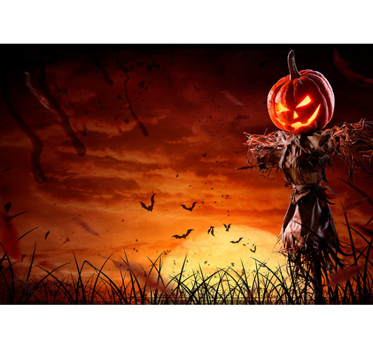 Scary Pumpkin Display wall mural halloween - TenStickers