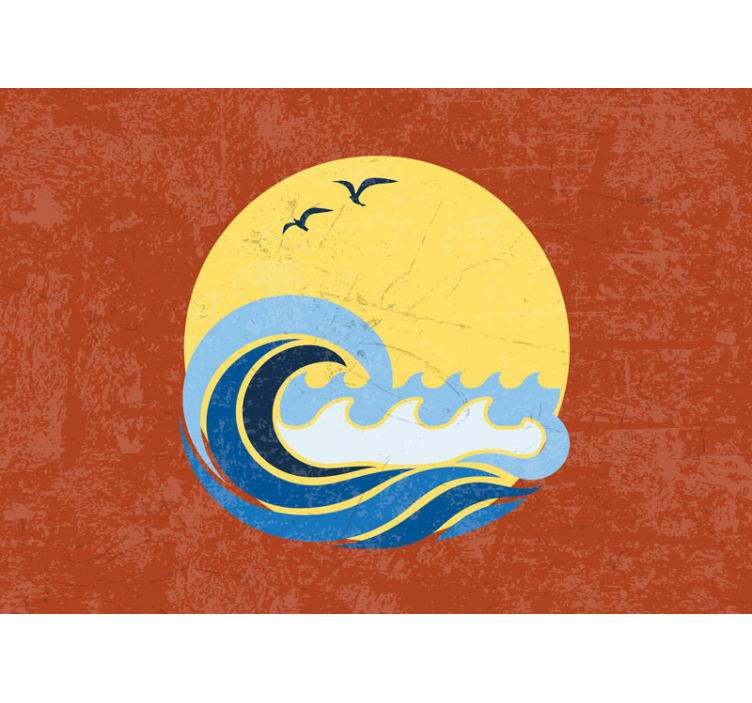 Sunset Wave Scene under the sea wall mural - TenStickers