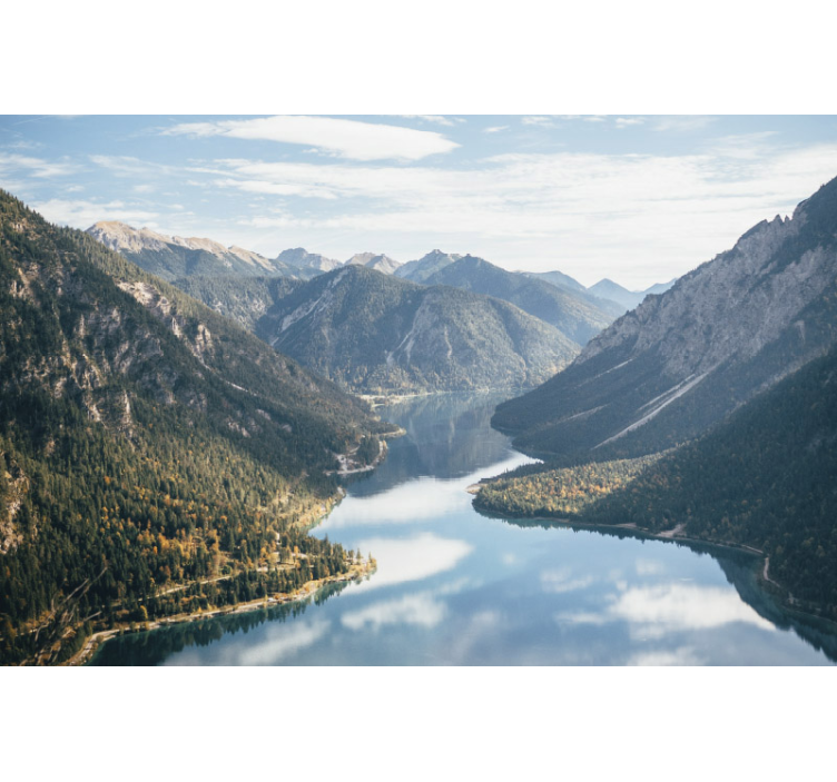 Bright blue lake photo wall mural - TenStickers