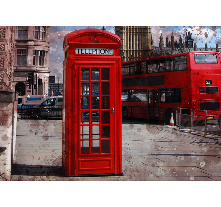 Wall mural london iconic red telephone design - TenStickers