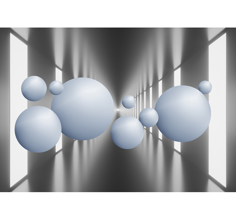 3d floating balls iron tunnel wall mural 3D - TenStickers