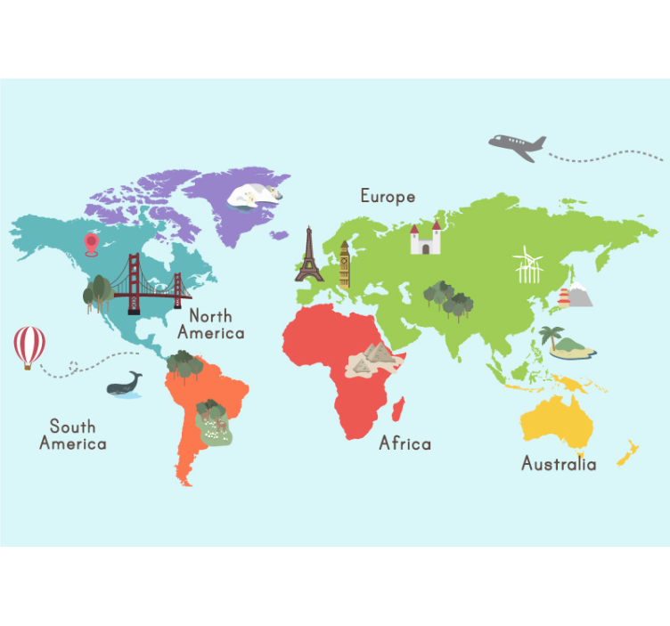 World map wallpaper world map illustration - TenStickers