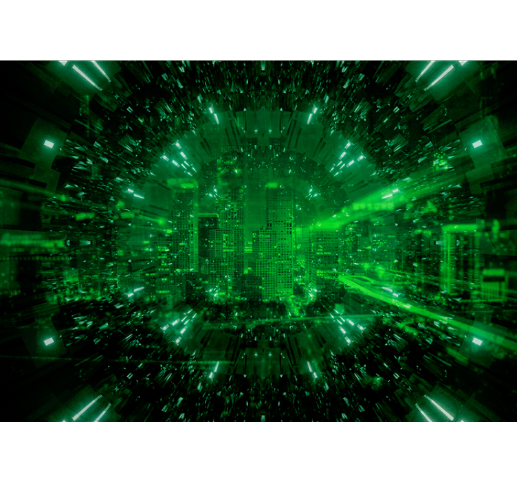 Wall mural 3d green city vortex - TenStickers