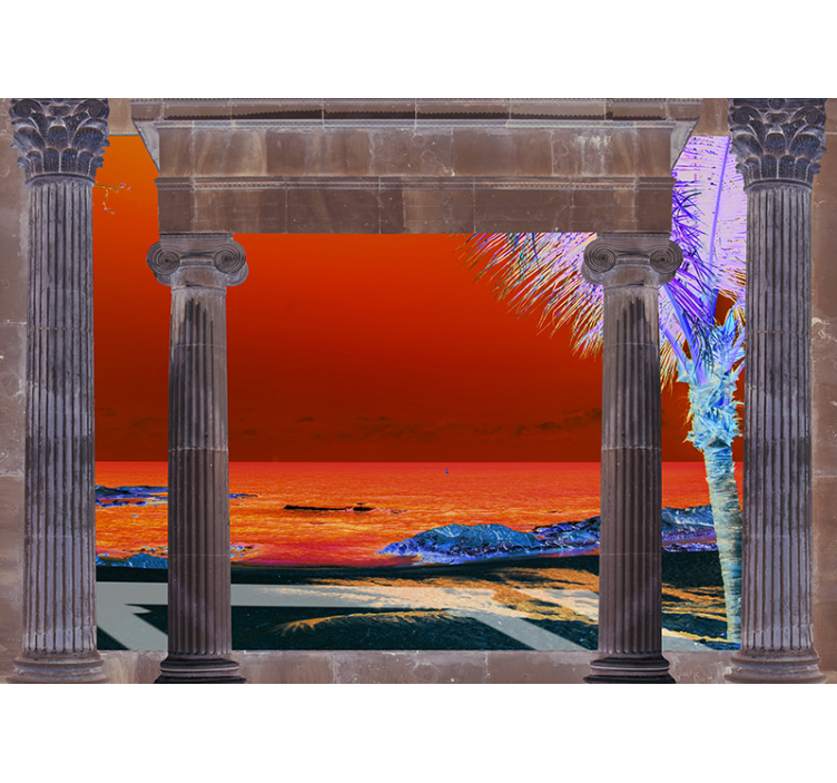 Tropical Coastal View landscape wall mural - TenStickers