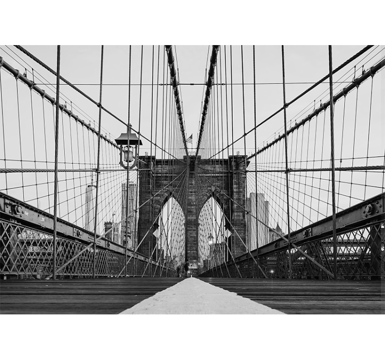 Black and white Brooklyn Bridge 3D Wall Mural - TenStickers