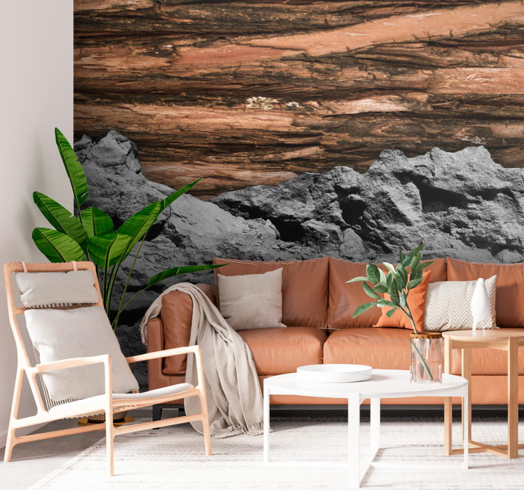 Earthy textured layers living room wall mural - TenStickers