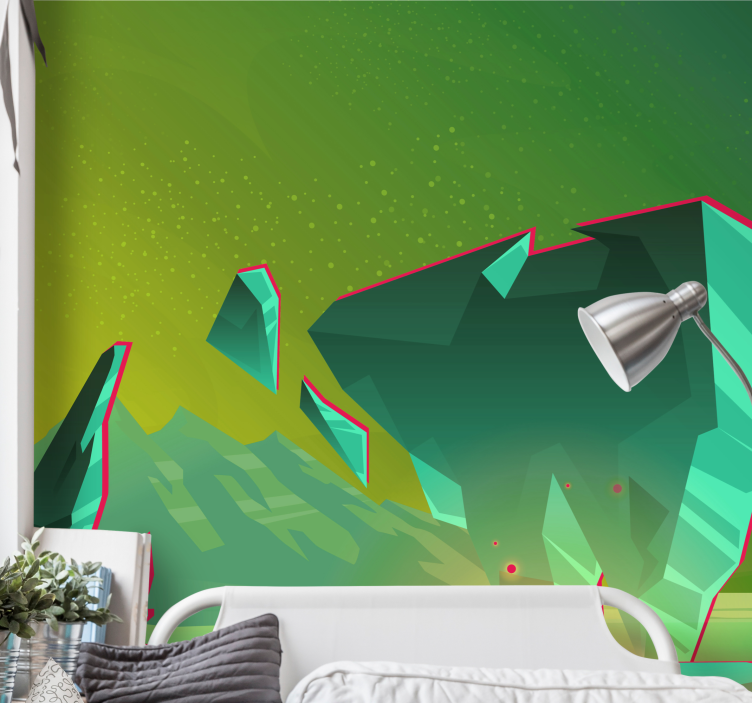 Abstract wall mural geometric green forms - TenStickers