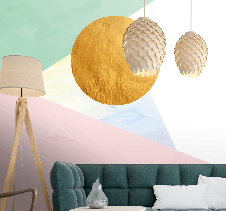 Abstract wall mural with stylish geometric shapes - TenStickers