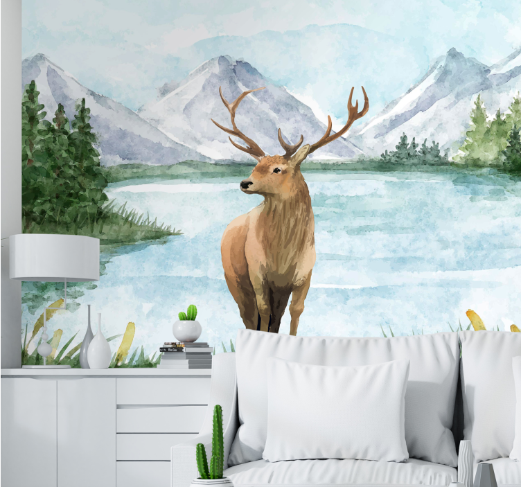 Animals wall mural of majestic elk landscape - TenStickers