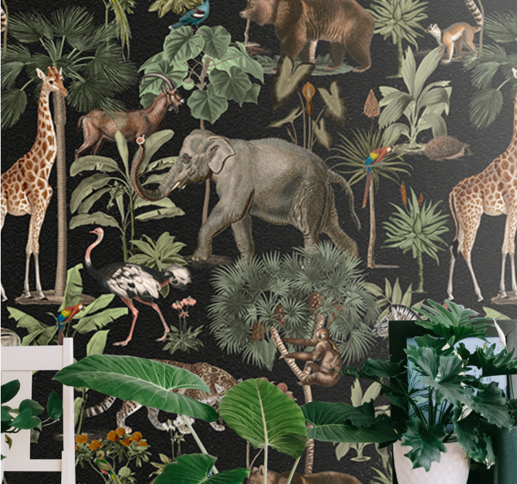 Animals wall mural wildlife jungle scene - TenStickers