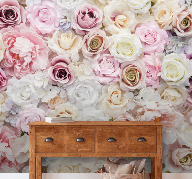 Assorted color rose living room wall mural - TenStickers