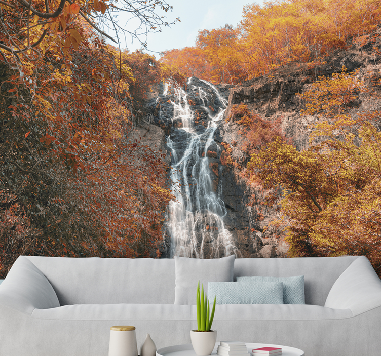 Autumn Waterfall Wall Mural - TenStickers
