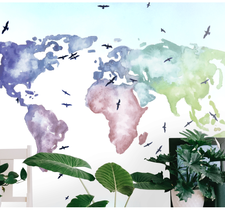 Baby bird world map world map mural - TenStickers