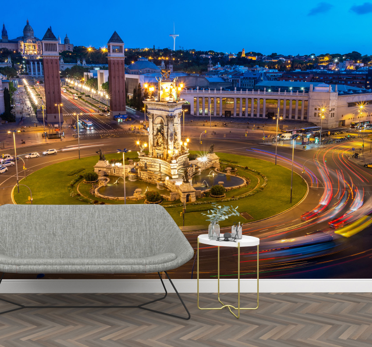 Barcelona Night View barcelona wall mural - TenStickers