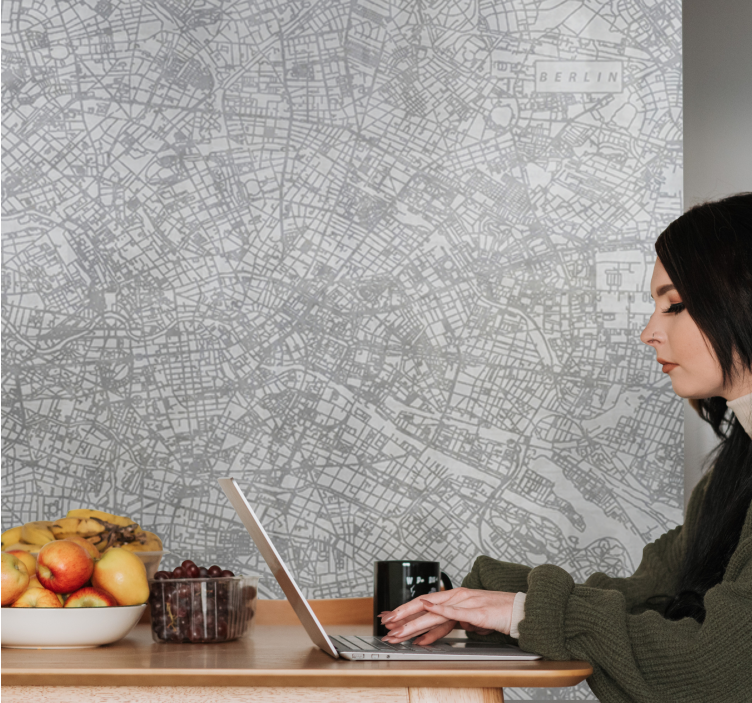 Berlin wall mural detailed map of berlin - TenStickers