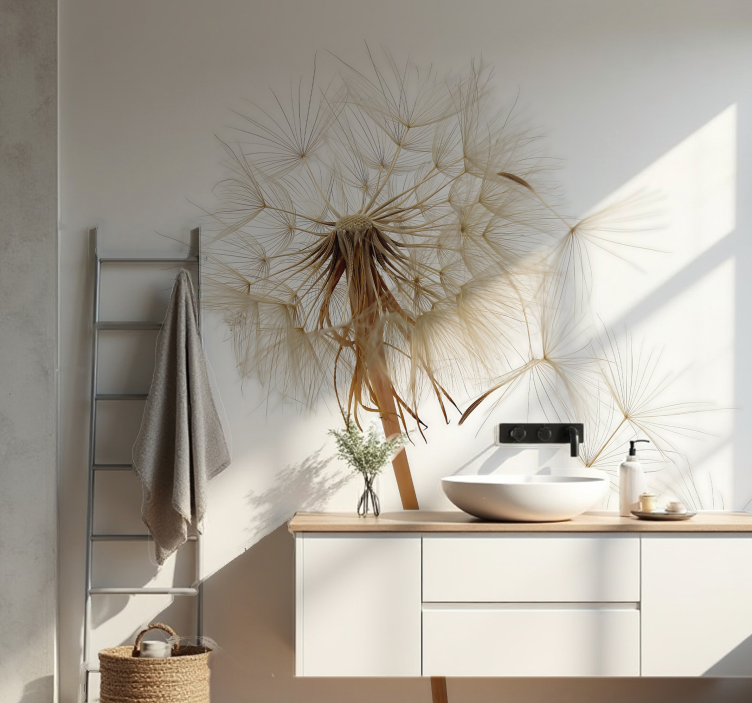 Big dandelion wall mural bathroom - TenStickers