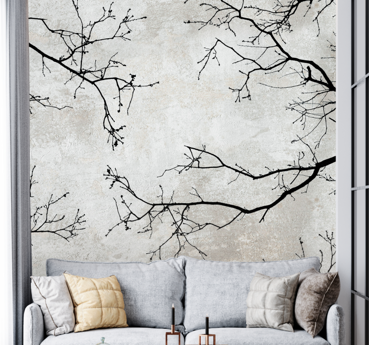 Branch Silhouette Design wall mural nature - TenStickers