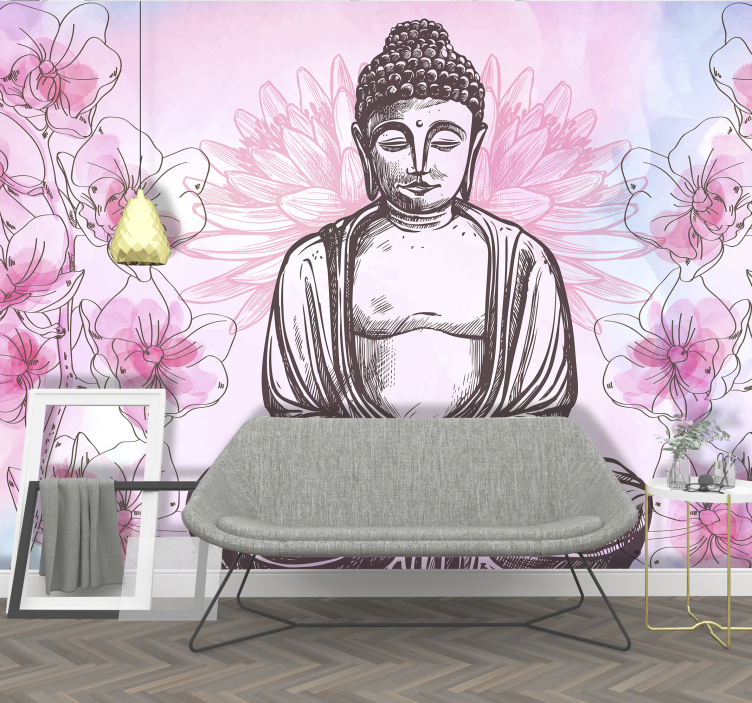 Buddha Floral Harmony wall mural buddha - TenStickers
