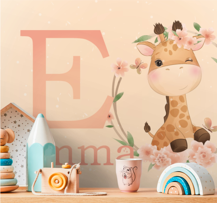 Childrens wall mural cute giraffe design - TenStickers
