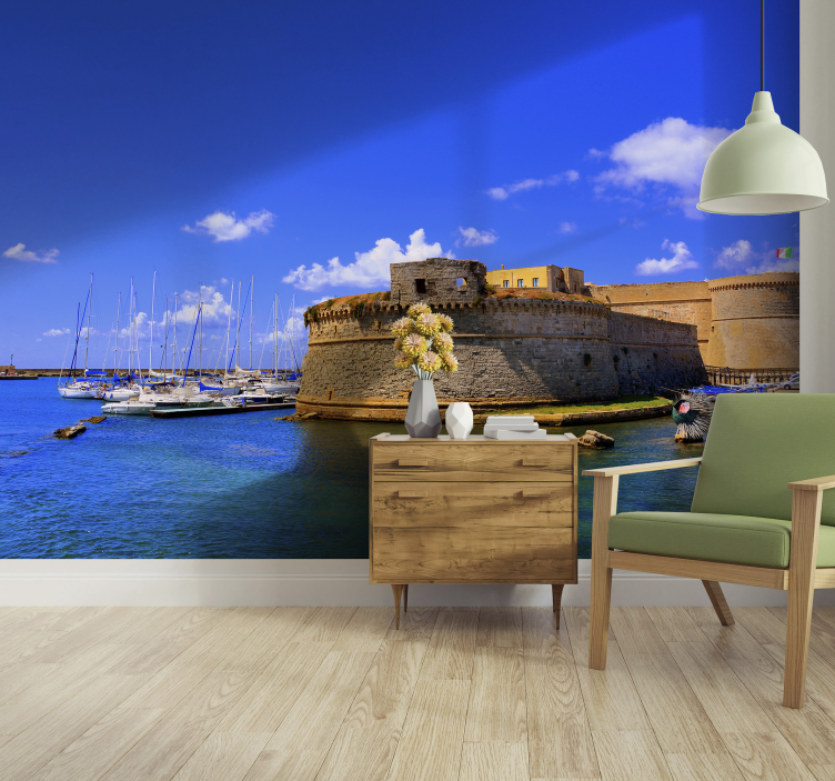 City wall mural historic fortress coastline - TenStickers